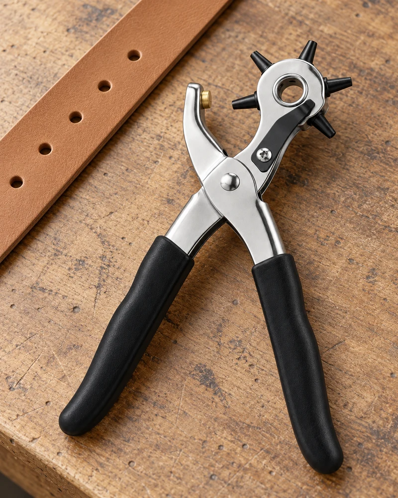 Revolving leather hole punch