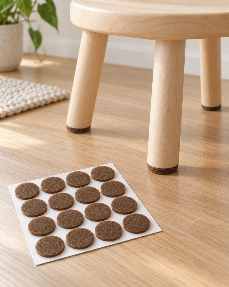 Round felt furniture pads, 48 pieces
