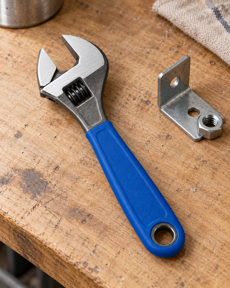 Compact adjustable wrench