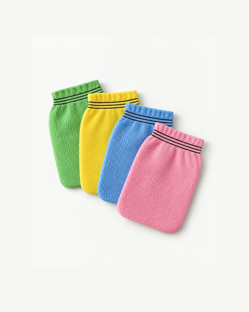 Textured bath mitts, set of four
