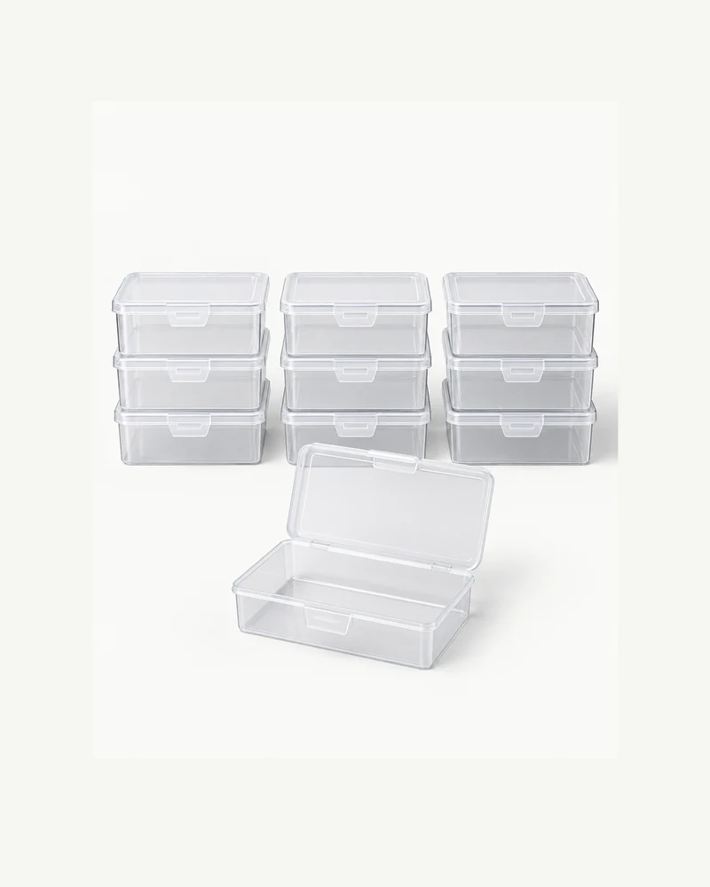Snap-lid storage cases, set of ten