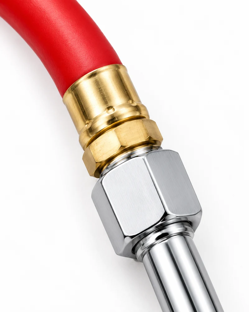 Long dual-head mechanical inflator gauge