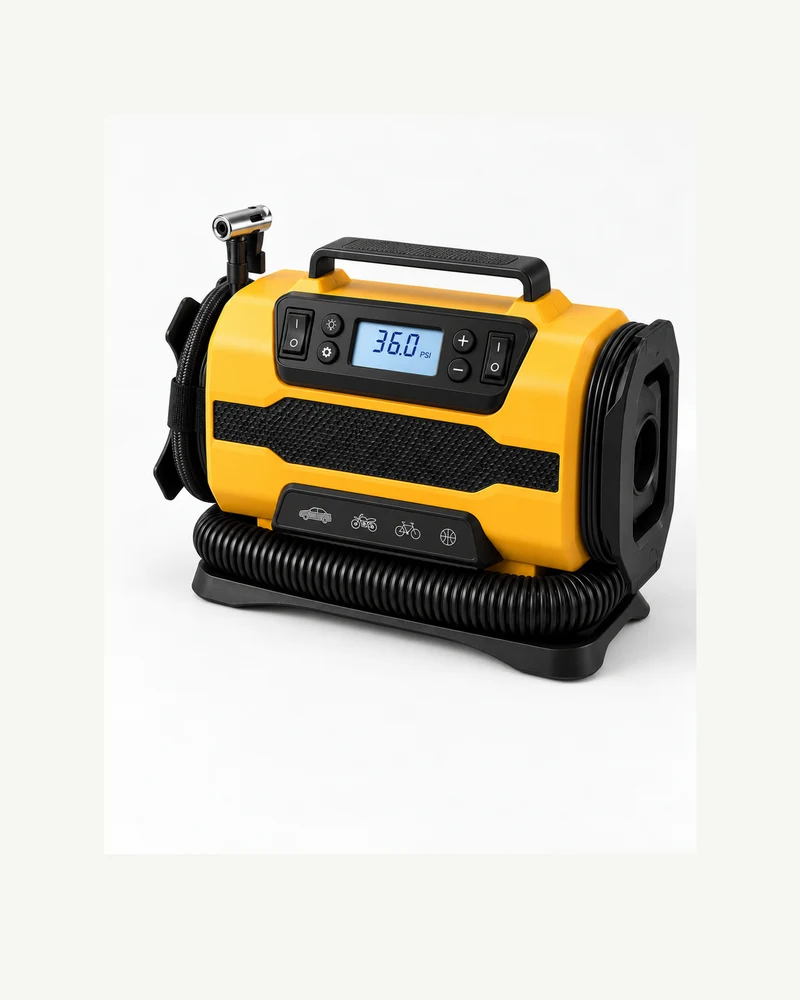 Compact home-and-car air pump