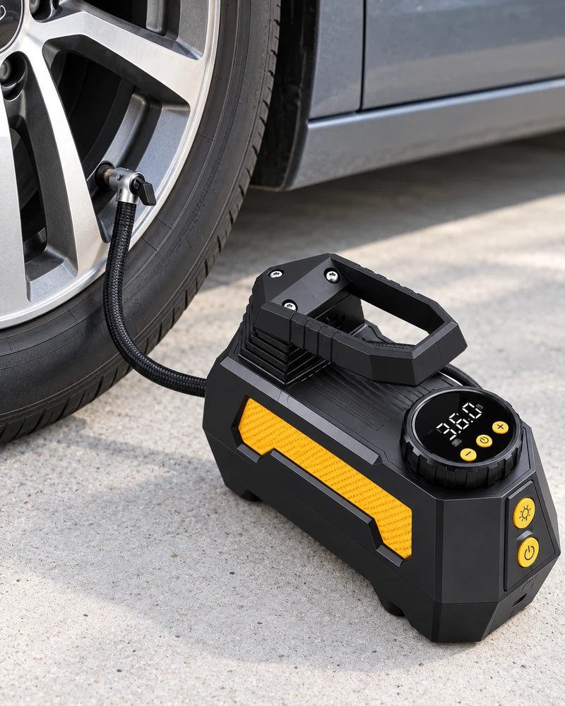 Handle-top dual-power tire pump