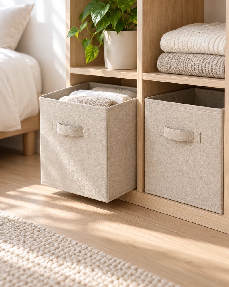 Folding fabric storage cubes, set of six