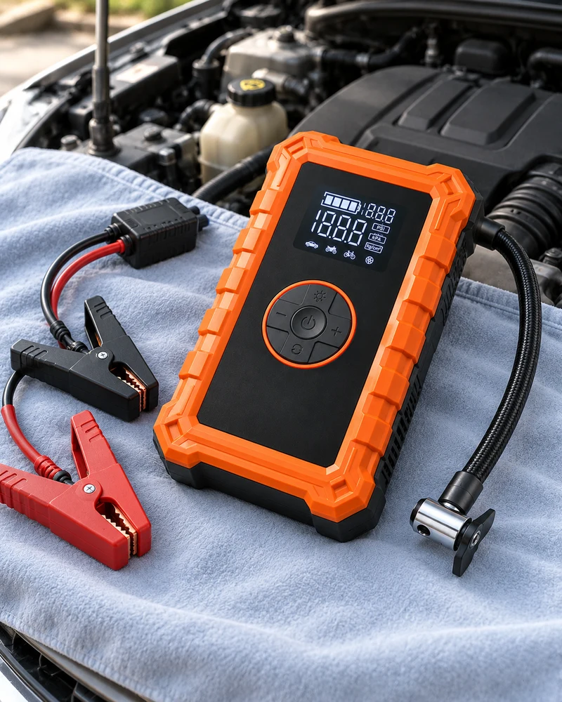 Jump starter with tire inflator
