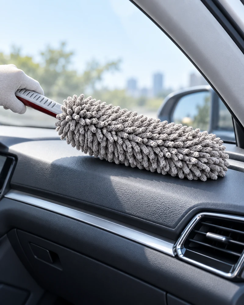 Three-brush interior dusting kit