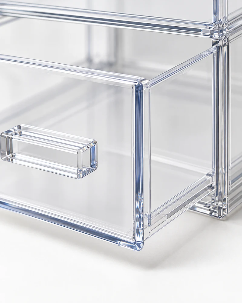 Clear stackable storage drawers, set of four