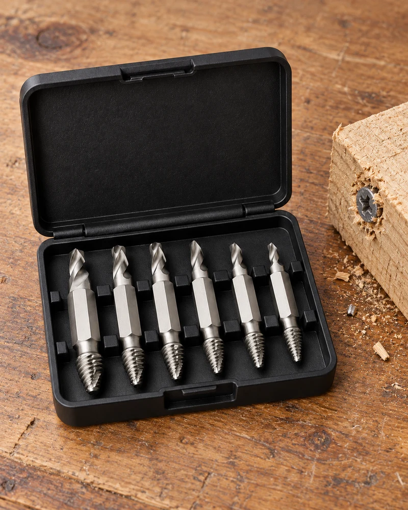 Damaged screw extractor set