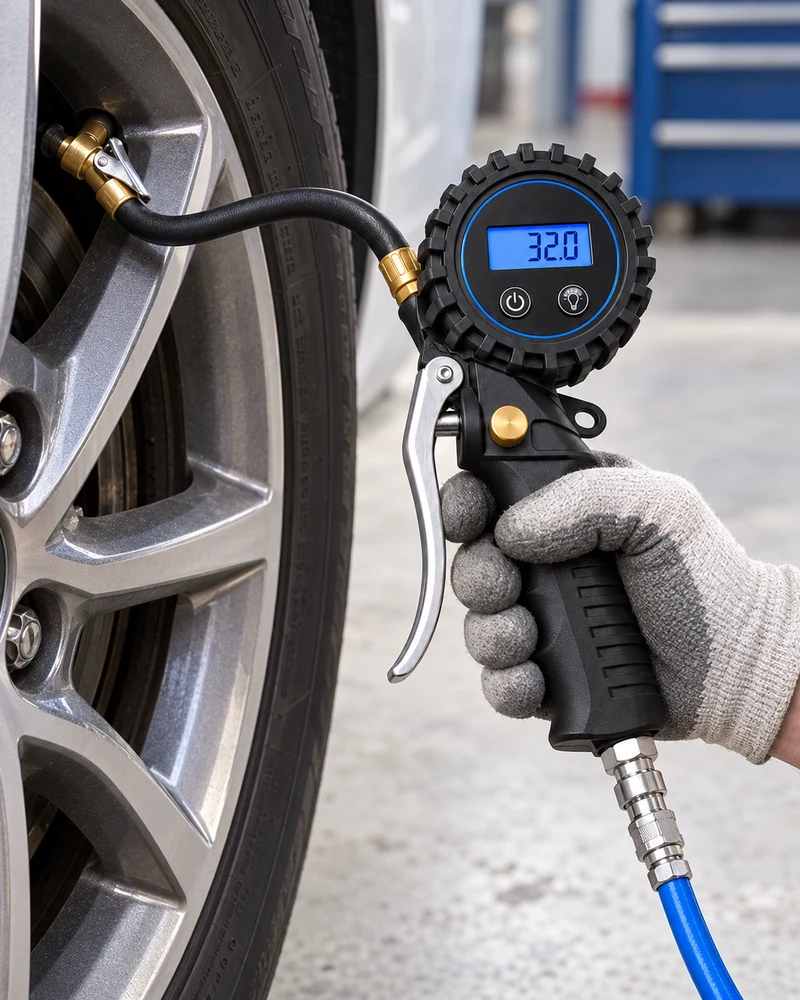 Digital tire inflator gauge