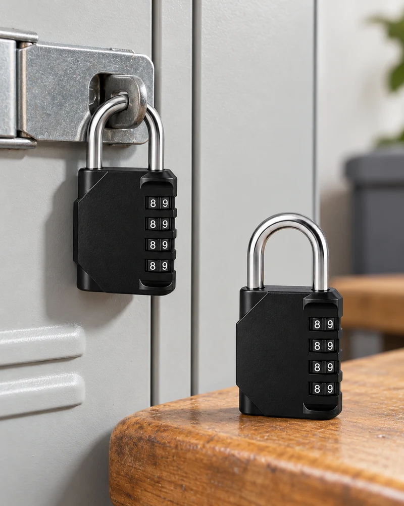 Four-dial combination padlocks, pair