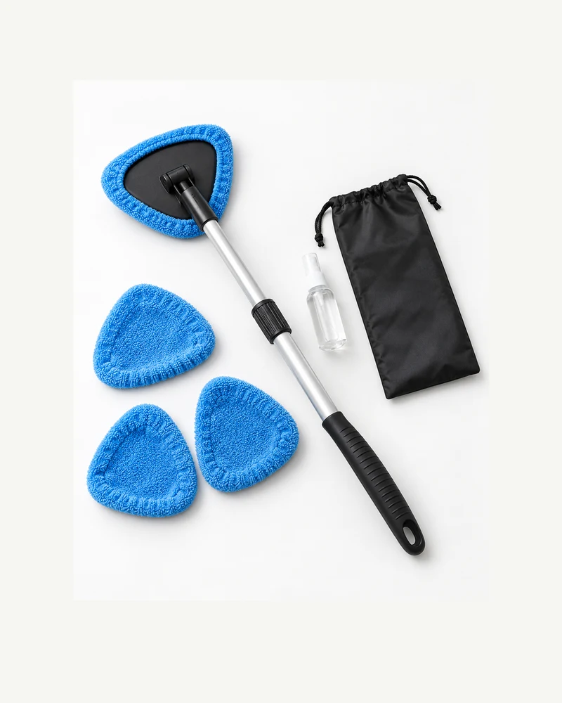 Extending windshield cleaning kit
