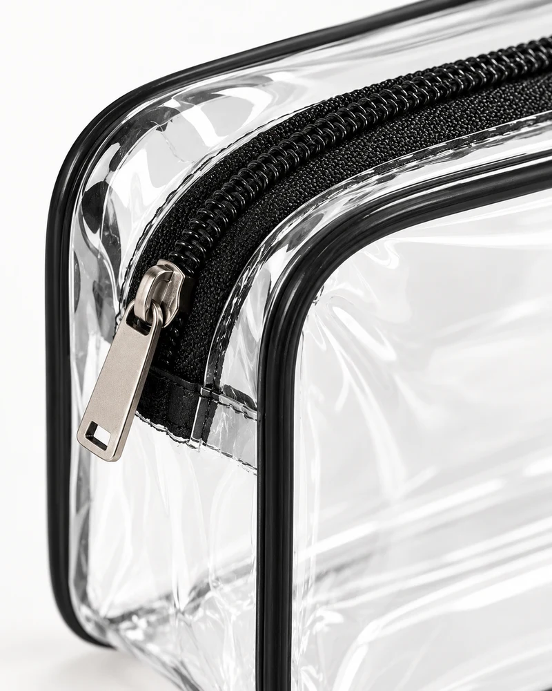 Clear travel toiletry pouches, pair