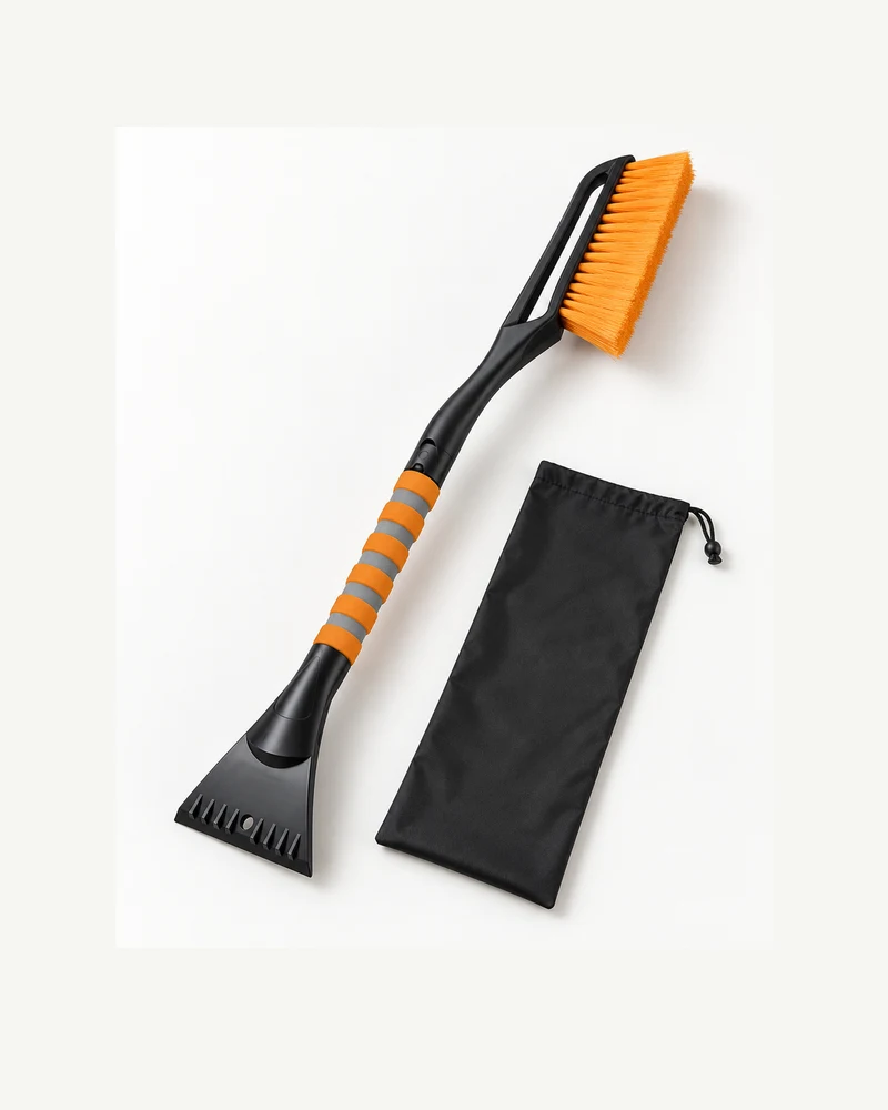 Detachable snow brush and ice scraper