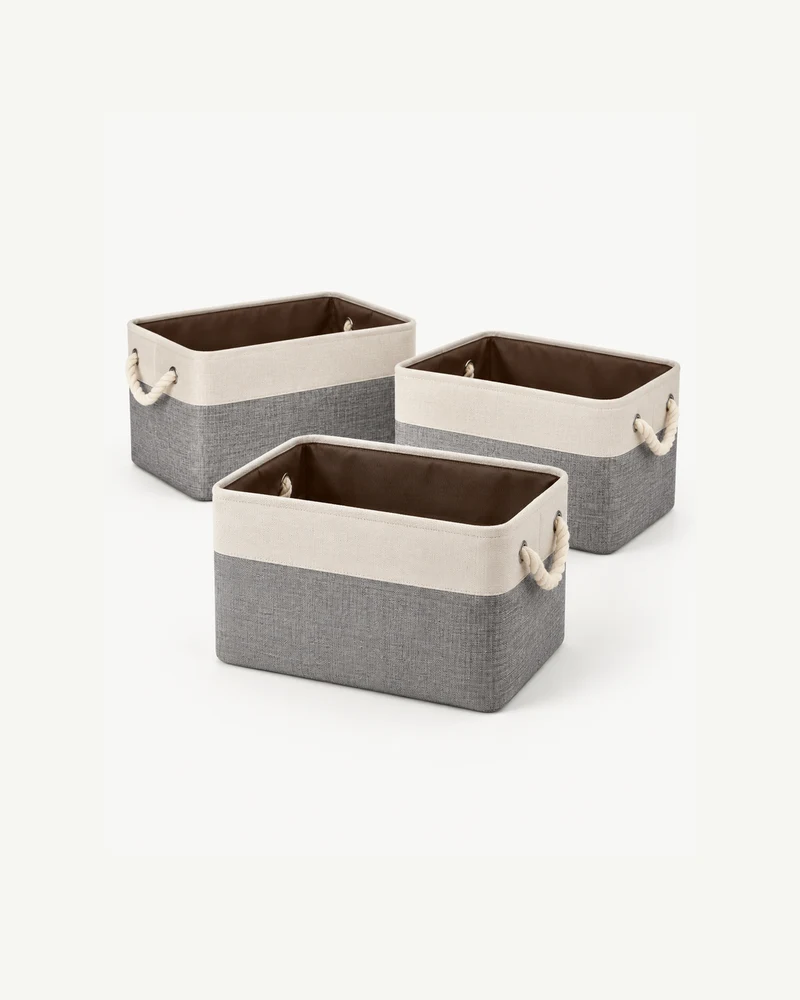 Fabric shelf baskets, set of three