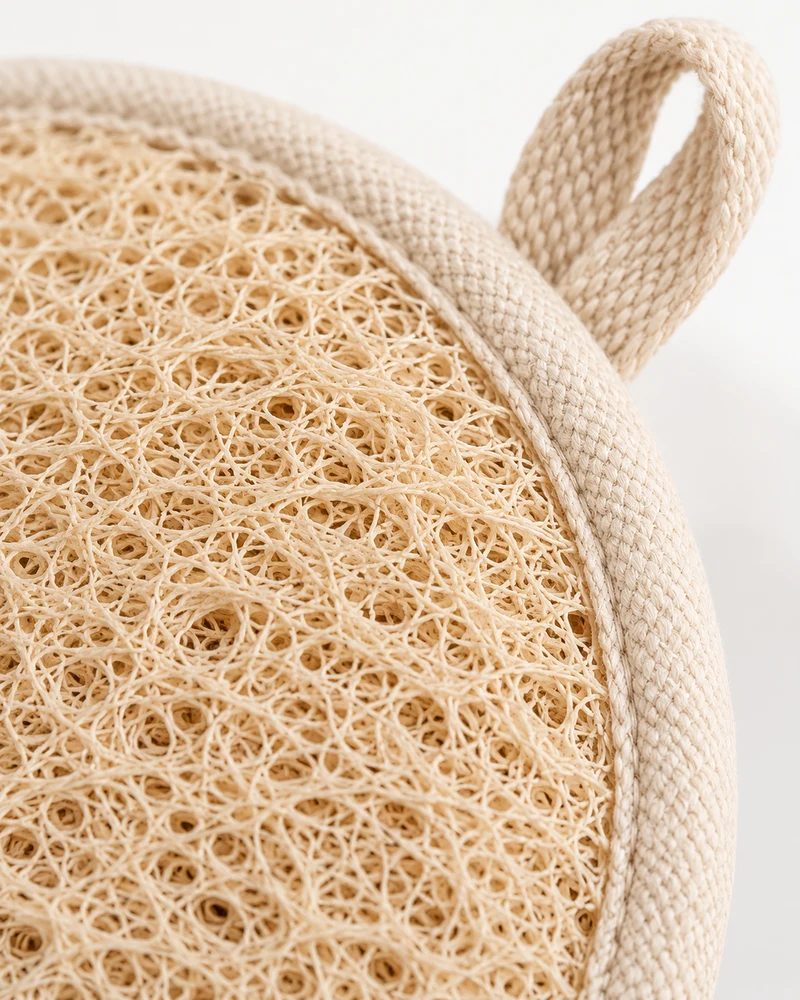 Natural loofah scrubbers, pair
