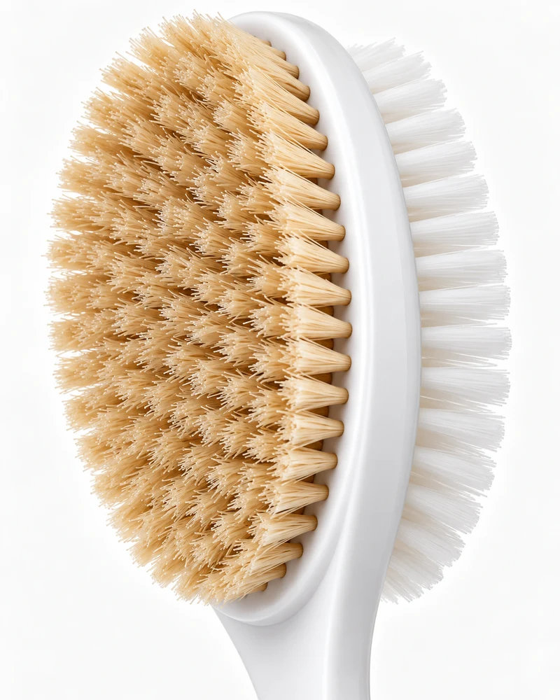 Long-handled dual-bristle bath brush
