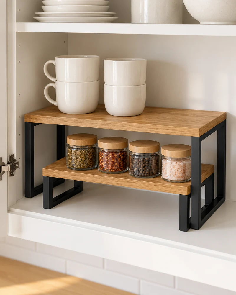 Wood-top cabinet shelves, set of two