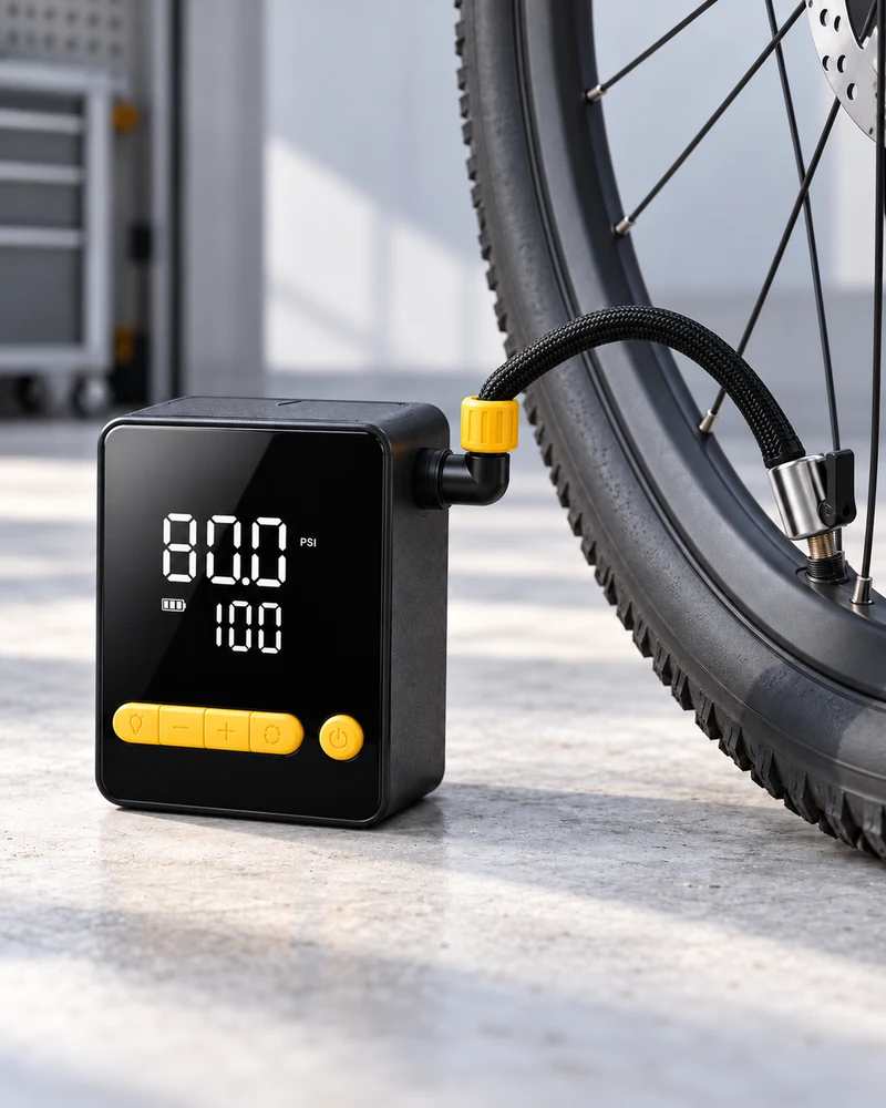 Mini swivel-hose tire pump