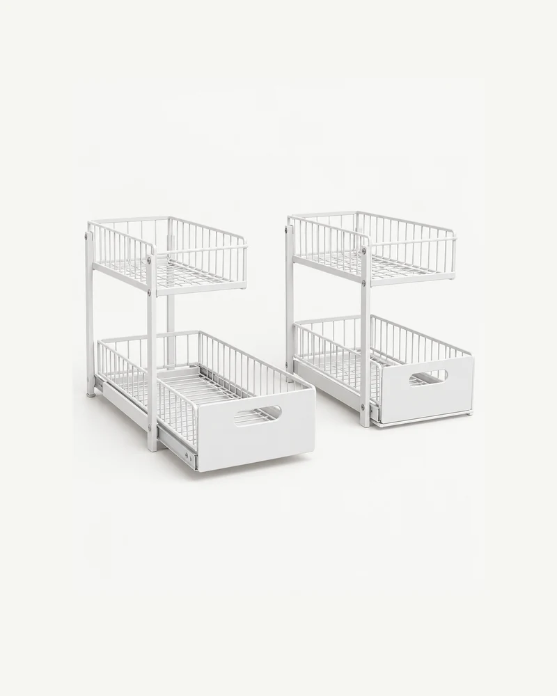 Sliding under-sink organizers, set of two
