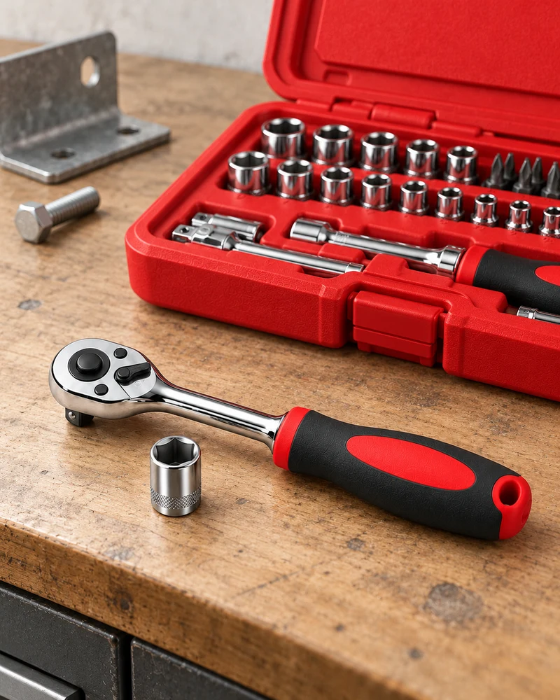 Quarter-inch socket and ratchet kit