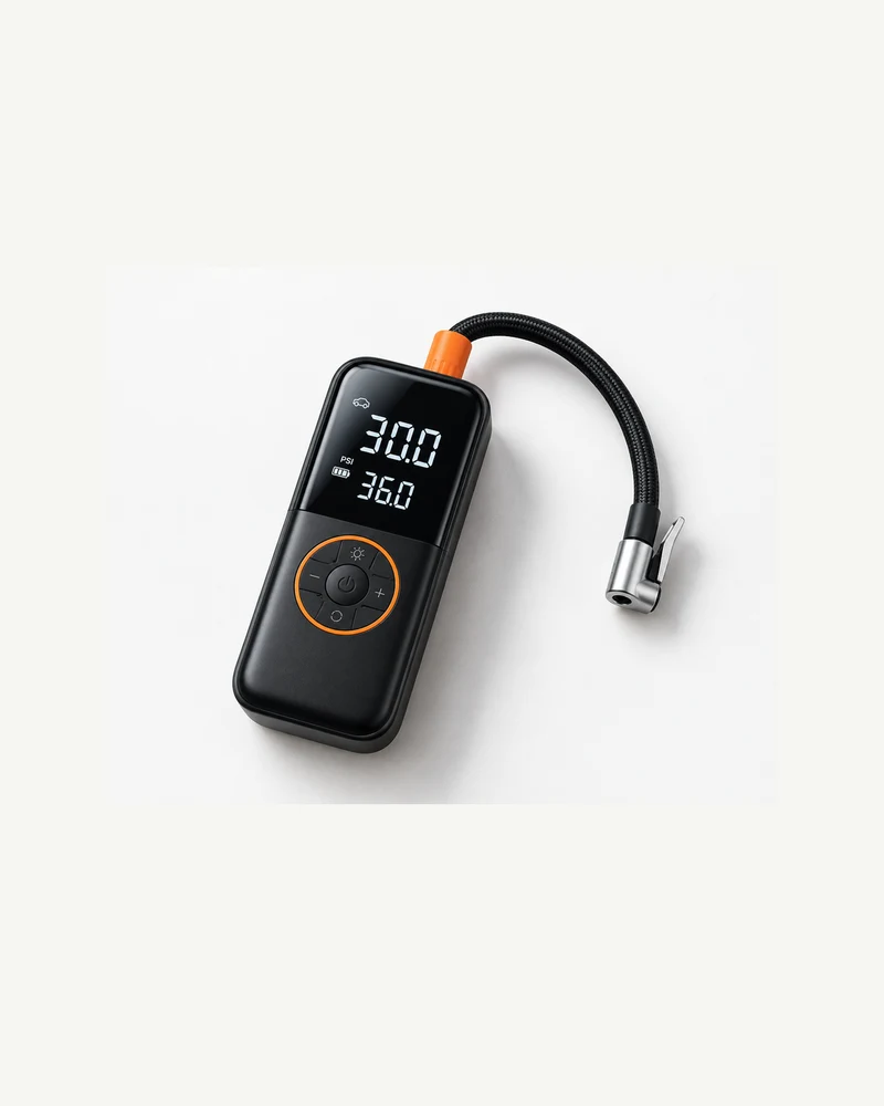 Flat rechargeable tire pump