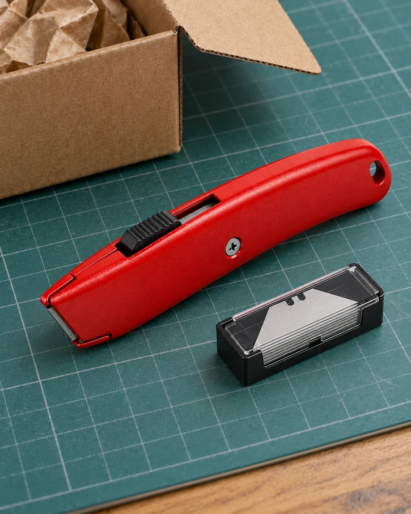 Retractable metal utility knife