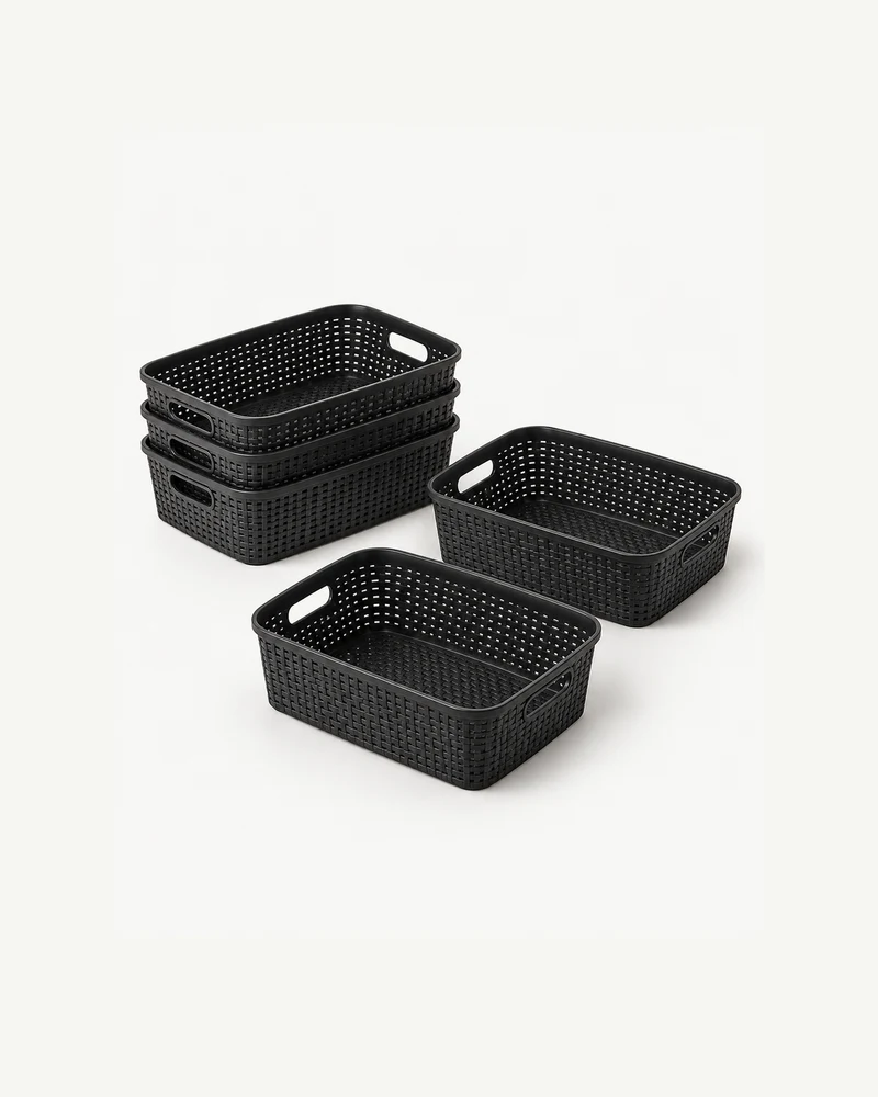 Mini woven-look baskets, set of five