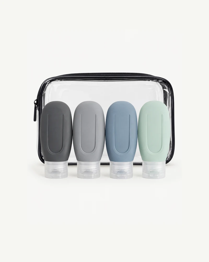 Silicone travel bottles, set of four