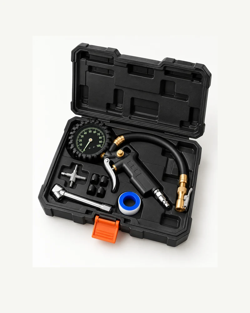 Dial inflator gauge in carrying case