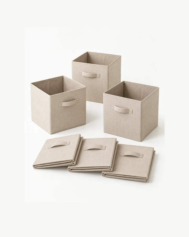 Folding fabric storage cubes, set of six