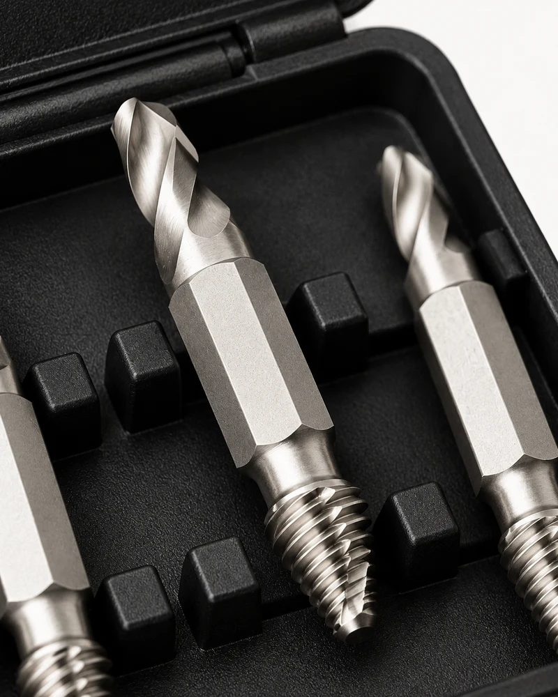Damaged screw extractor set