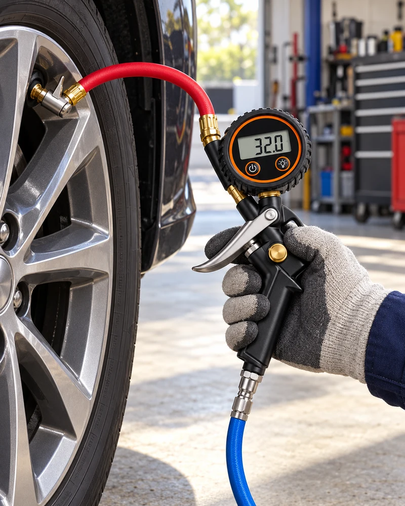 Orange-ring digital inflator gauge