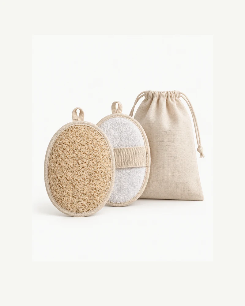 Natural loofah scrubbers, pair